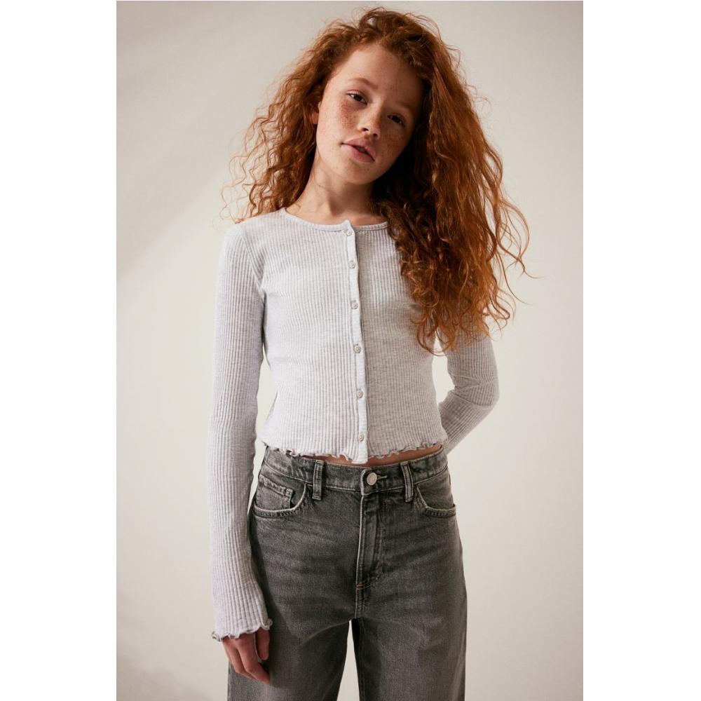 

Кардиган из джерси в рубчик HM светло-серого меланжа