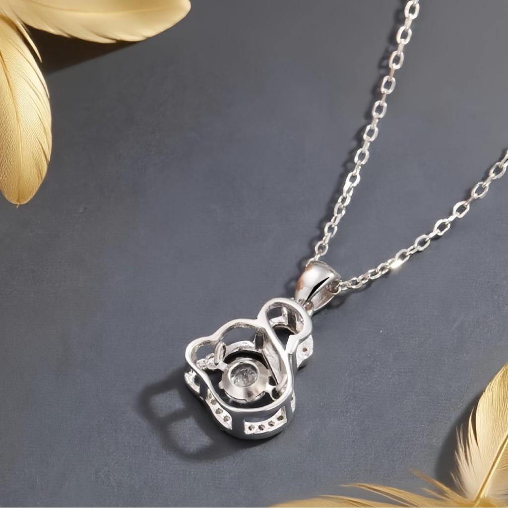 Sterling Silver Swan Pendant Necklace with Beating Heart - Japanese & Korean Style for Women