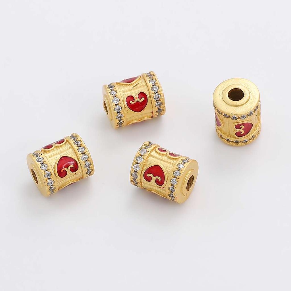 Perline Dorate Sabbiate in Ottone Diamante Intagliato Distanziatore Perline Sfuse Per Collana Braccialetto Fai da Te Gioielli Artigianato Accessori