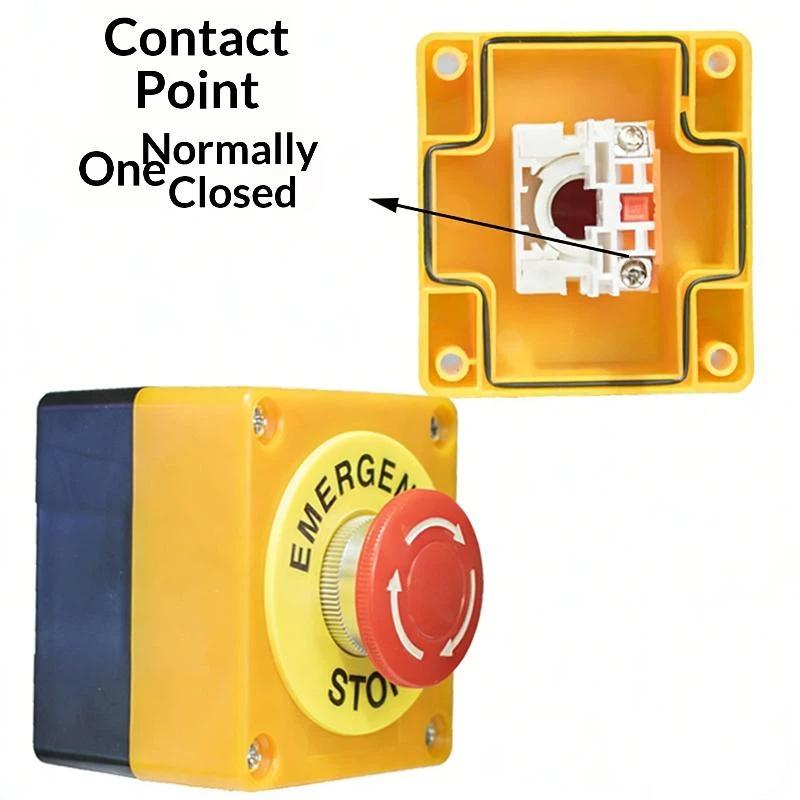 1 Set Waterproof Safety Stop Push Button With Rain Cover 10A Emergency Stop Button Switch Box For Industrial Machine