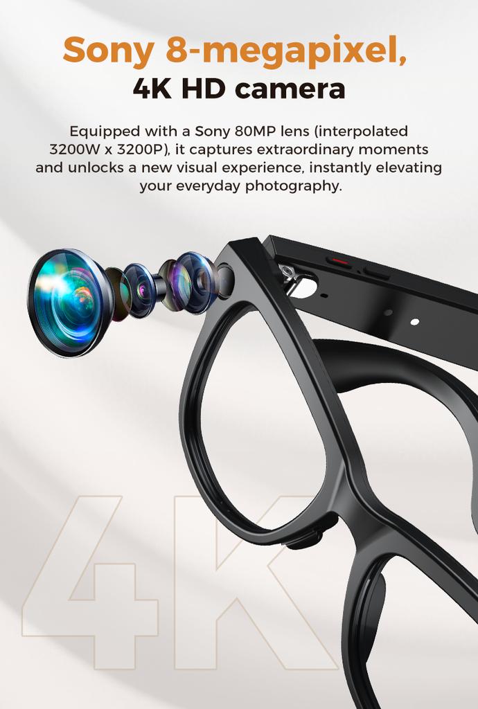 Gafas Inteligentes M02 Ultra AI Cámara HD 4K Gafas de Sol WIFI BT Llamada Grabación de Audio Traducción Wearable Inteligente Estuche de Carga Portátil