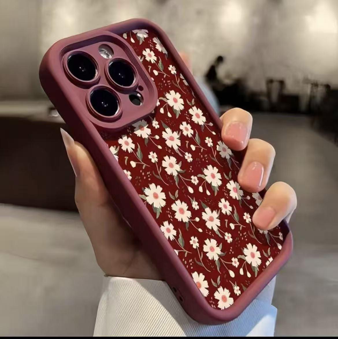 

Red Daisy Background iPhone Case for Apple 17/16 Pro Max/15 Pro/14/13/12 iPhone 16 Plus