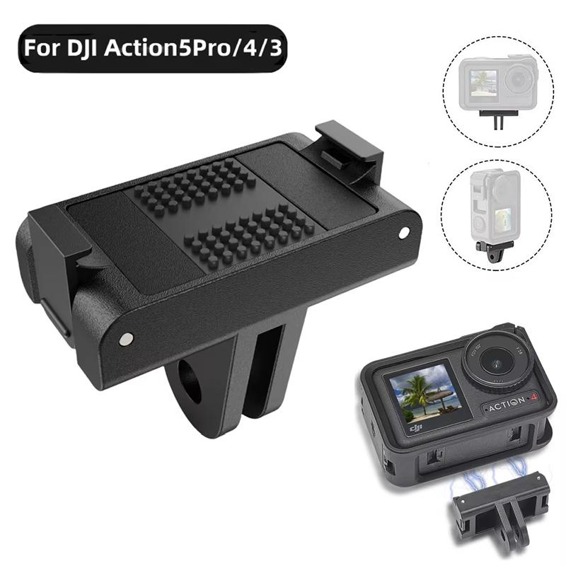 Magnetic Two Claw Adapter 1/4 Thread For DJI Action 4 3 Universal Port For Osmo Action 5 Pro Camera Magnet Base Mount Accessory