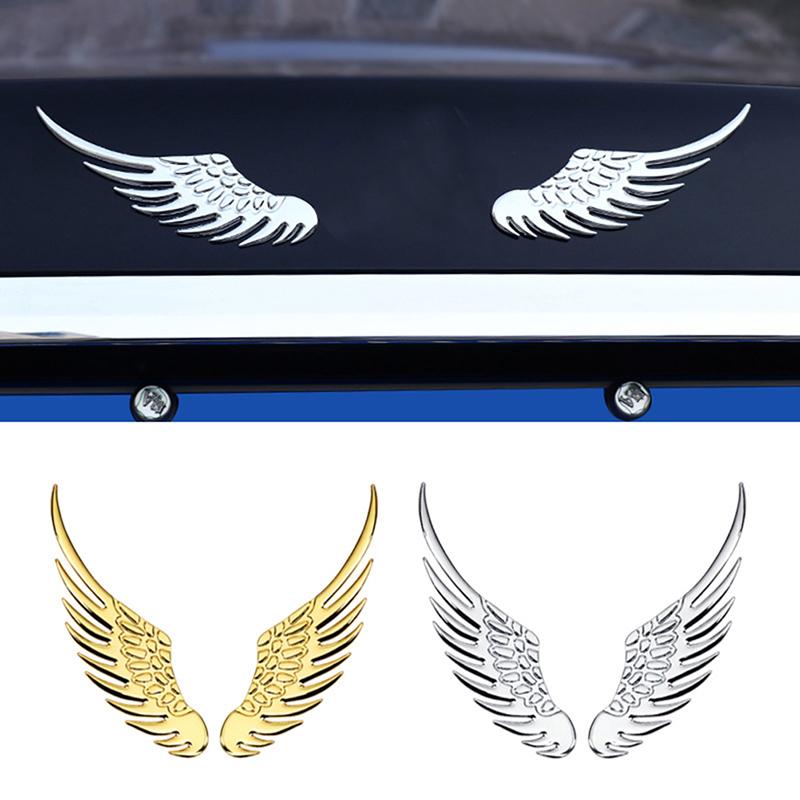 1Pair Car Auto Motorcycle Body Sticker 3D Eagle Angel Wings Fashion Gold Silver Aluminum Stickers Auto Exterior Decoration