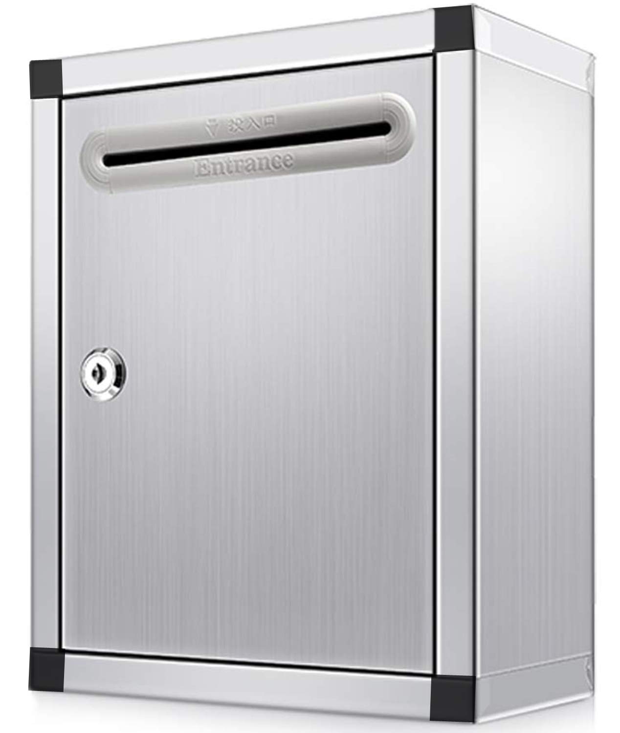 

Stainless Steel Lockable Mailbox, Letterbox, Anti-Theft (Windowless, Silver)
