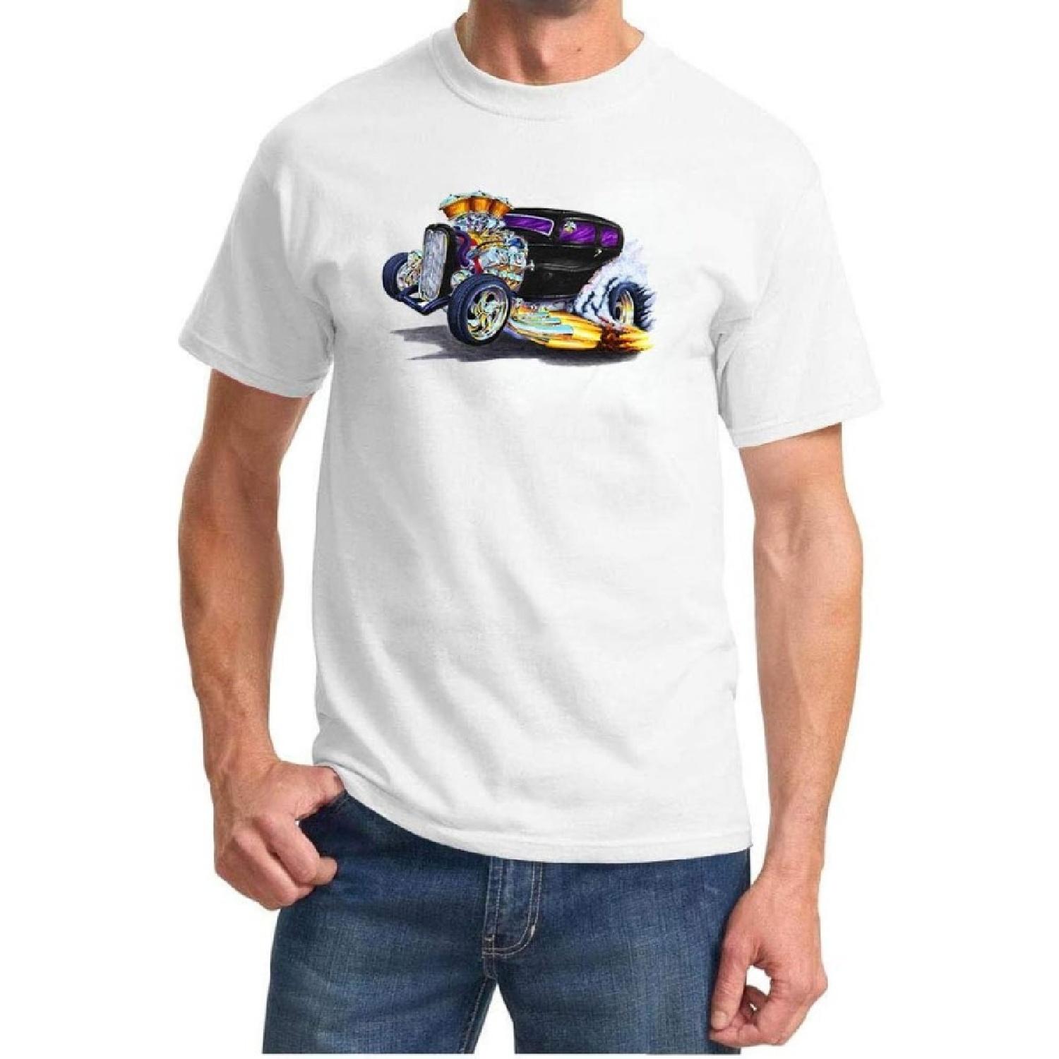 Ford Duece Coupe Hot Rod Cartoon Muscle Car Design Tshirt XXXXXL белый