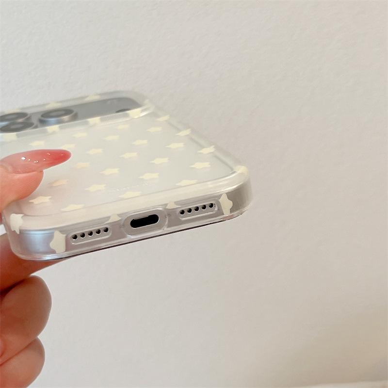 **Transparent Starry Phone Case for iPhone 17/16 Pro Max/15/14 - Japan Korea Inspired Design**