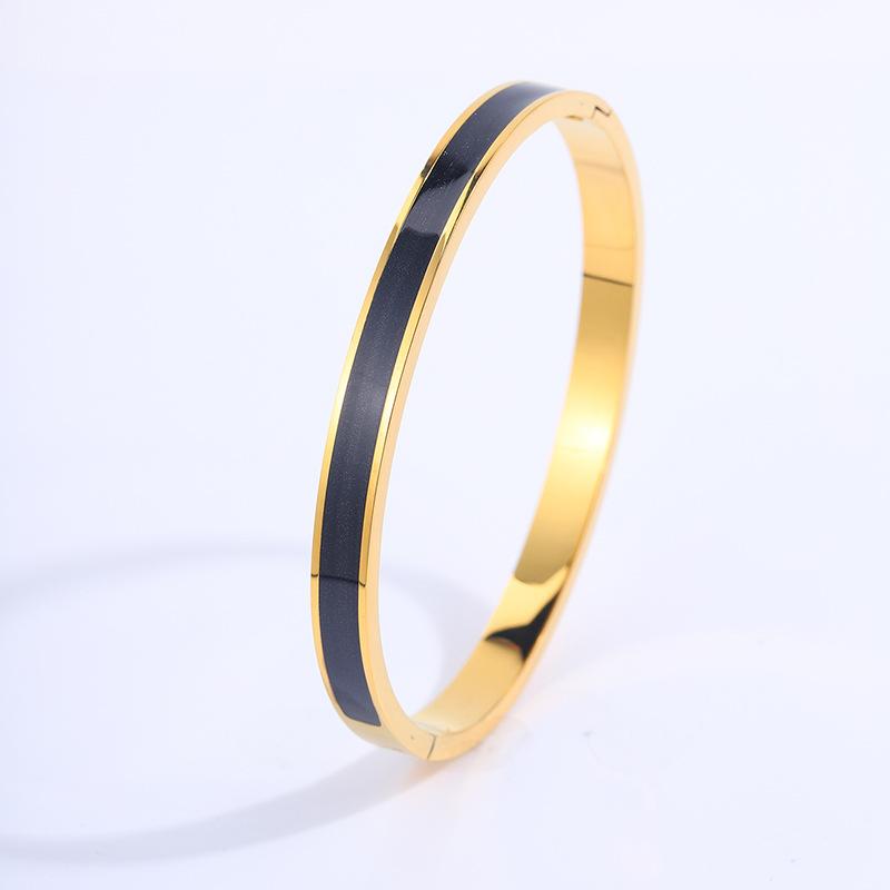 Titanium steel bracelet, European and American fashion enamel drip bracelet, girls' high-end k real gold electroplated bracelet