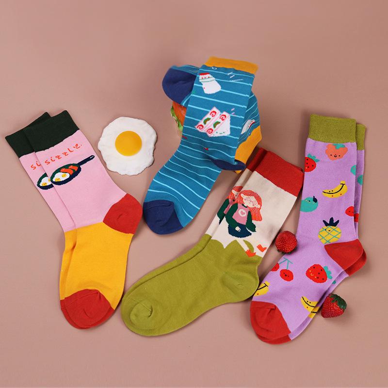 Autumn/Winter Couples Skateboard Sox Creative Abstract Art Harajuku Hip Hop Streets Tide Socks Colorful Funny Socks Skarpetki