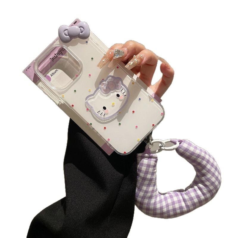 Colorful Polka Dots Cute KT Cat Suitable for Apple 16 ProMax Mobile Phone Case IPhone 15 New Model
