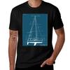 Camiseta de Velero Plano Camiseta Casual de Algodón de Manga Corta