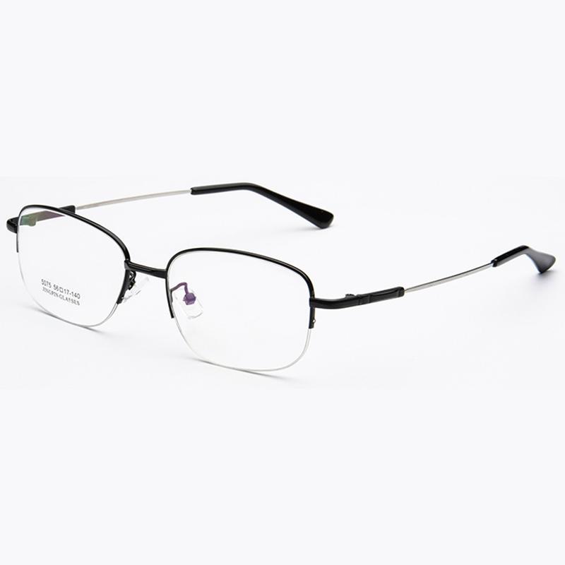 Men's Semi-Rimmed Titanium Memory Frame Metal Eyeglasses Frame for Myopia Prescription Glasses