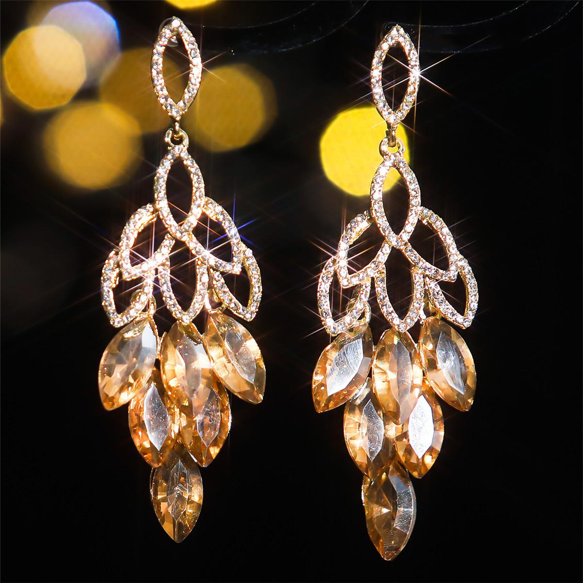 

Новые цветные стеклянные серьги с кристаллами, персонализированные преувеличенные женские серьги, уличные серьги