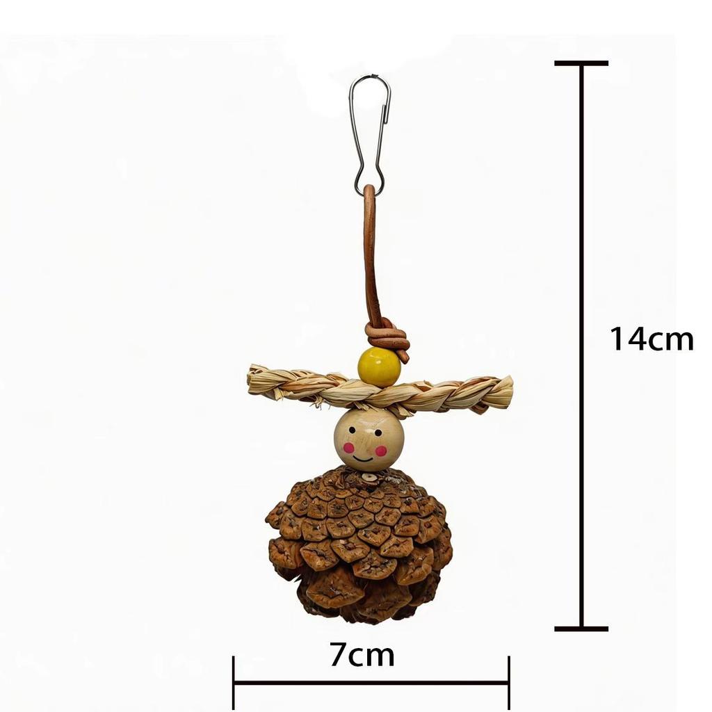 Parrot Natural Pinecone Chew Toy Bird Beak Grinding & Boredom Relief Pine Ornament Bird Cage Decoration Pet Supplies