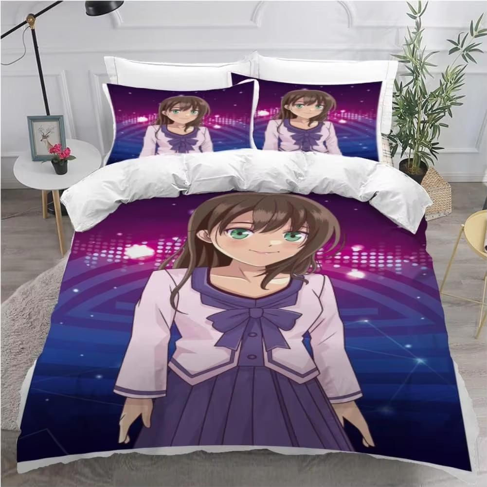 Japan Animation Bedding Set 2 Pieces, Microfiber Cartoon Comforter Cover With Zipper And 2 Pillowcase 75*50 For Teens And Adults