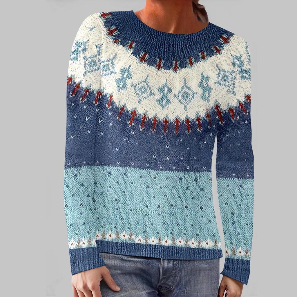 Damenmode-Pullover, Rundhalsausschnitt, lockerer Pullover, langärmliger Strickpullover