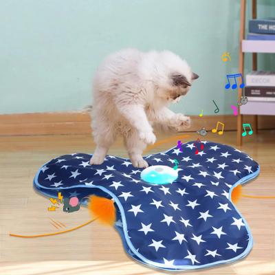 Esconde-esconde Brinquedo Interativo para Gatos Ativado por Toque Jogo de Caça Simulado com Pena Oculta Móvel e Rato Squeaky para Gatos Adultos Entediados de Interior