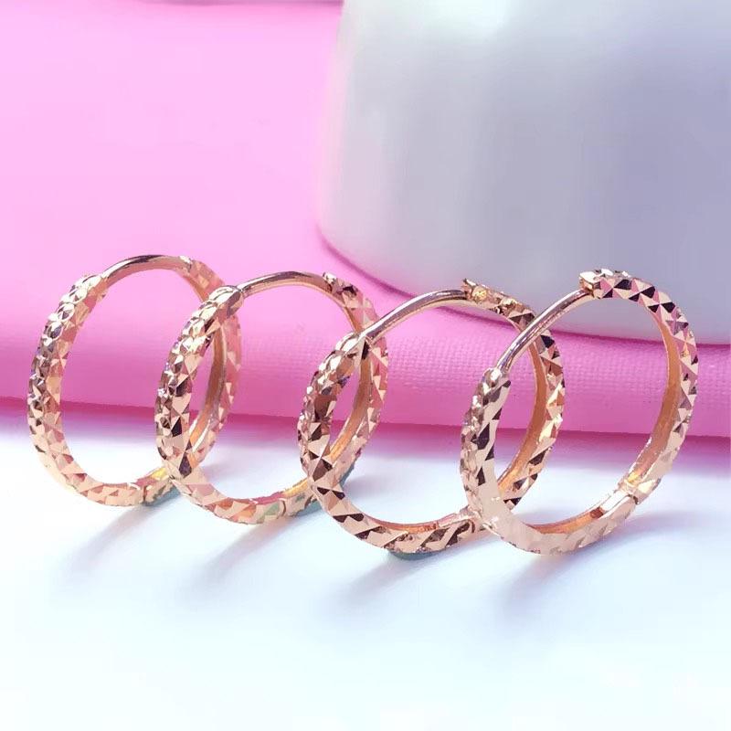 Exquisite Russian 585 Purple Gold Fashion Gypsy Ear Buckle Fashion Rose Gold Pattern Plain Gold Earrings