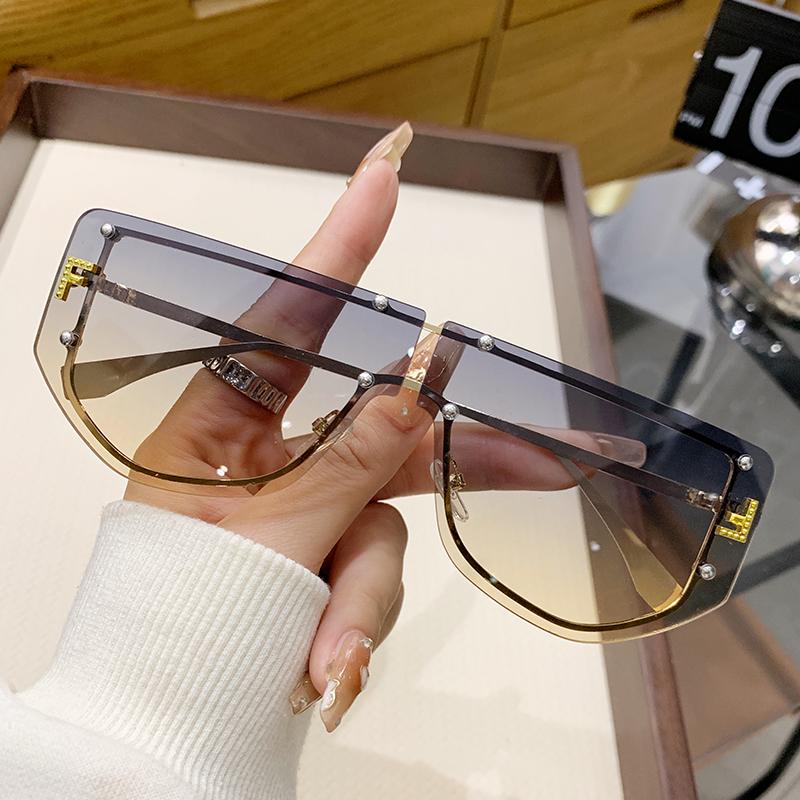 

Sun Glasses Glasses Integrated Spectacle Frame Frame High-end Frameless Latest Sunglasses Durable Metal Metal Polygonal Trendy Eyeglasses 90288
