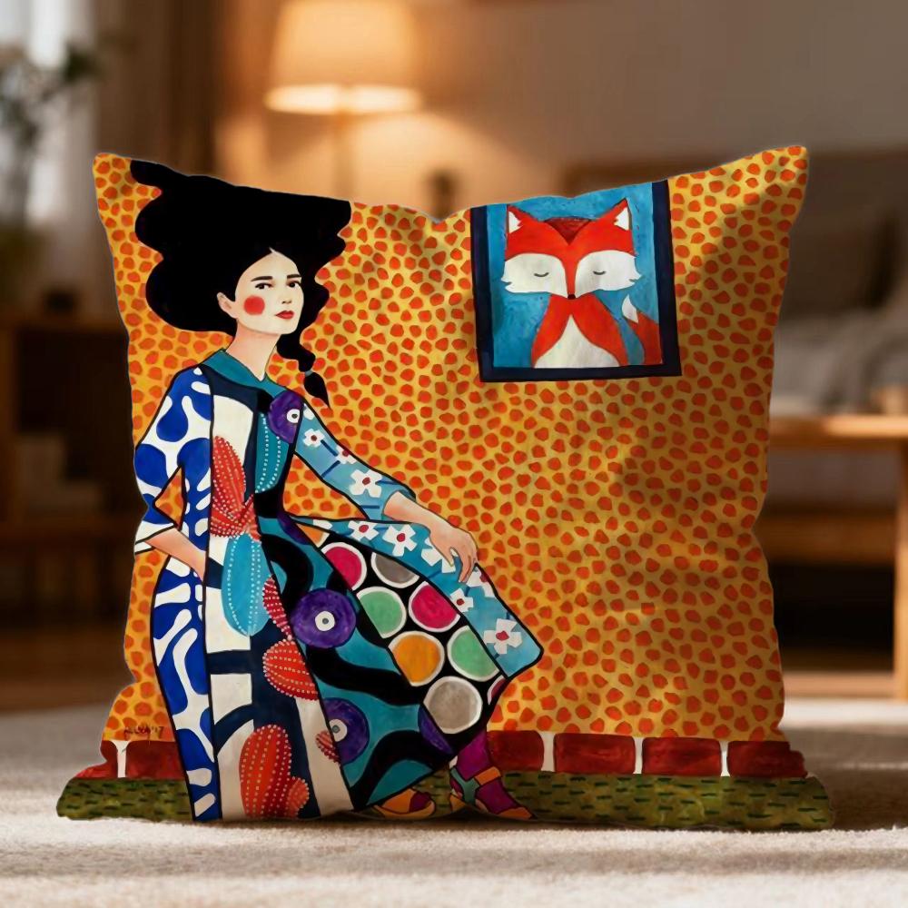Fashion Vintage Oil Painting Cushion Cover Soft Washable Pillow Case Multi-Scene for Couch Bed Travel Office Use