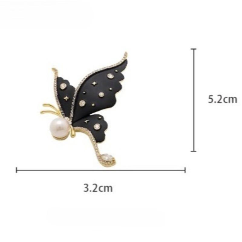 Fashionable Butterfly Pearl Brooch, Anti-exposure Pin for Women, Metal Button To Fix Clothes, Wedding Party Gift