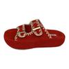 Summer Belt Buckle Fashion Flat-bottomed One-word Shoes Women 2025 New Outer Wear Fairy Wind Soft-soled Seaside Cool Slippers