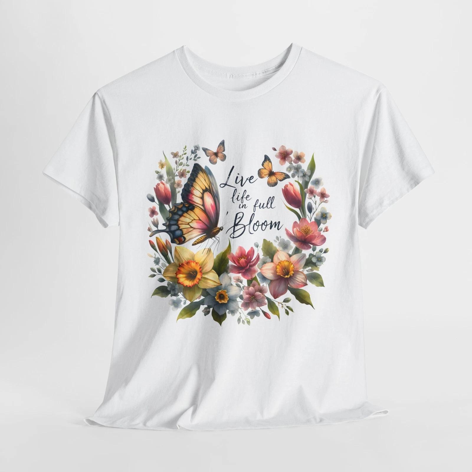 Cherry Blossom T-Shirt | Spring Floral & Nature Inspired Tee | Butterfly Shirt L