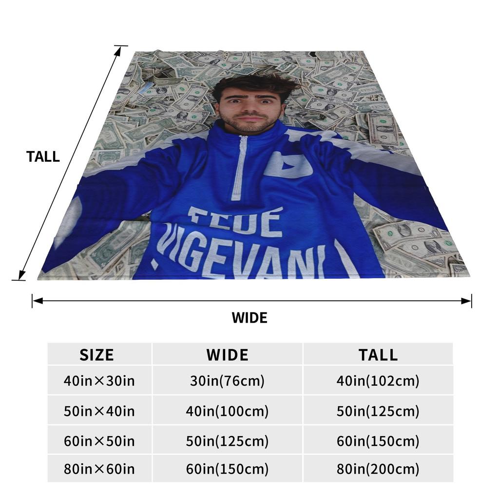 Super Soft BlanketKids Adult Travel Internet Celebrity Fede V-Vigevani Throw Blanket Flannel Bedspread Print Sofa Bed Cover