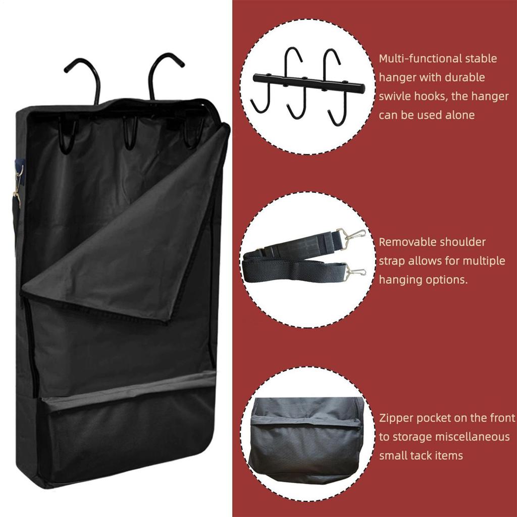 Horse Halter Bag Horse Tack Carry Bag With 3-Prong Rack Large Capacity Pet Storage Supplies For Brittle Reins Harness Bit