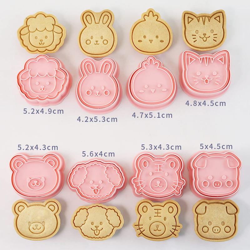 8Pcs/set Plastic 3D Cat Cookie Cutters Cartoon Pressable Biscuit Mold Cookie Stamp Kitchen Baking Pastry Bakeware Tool