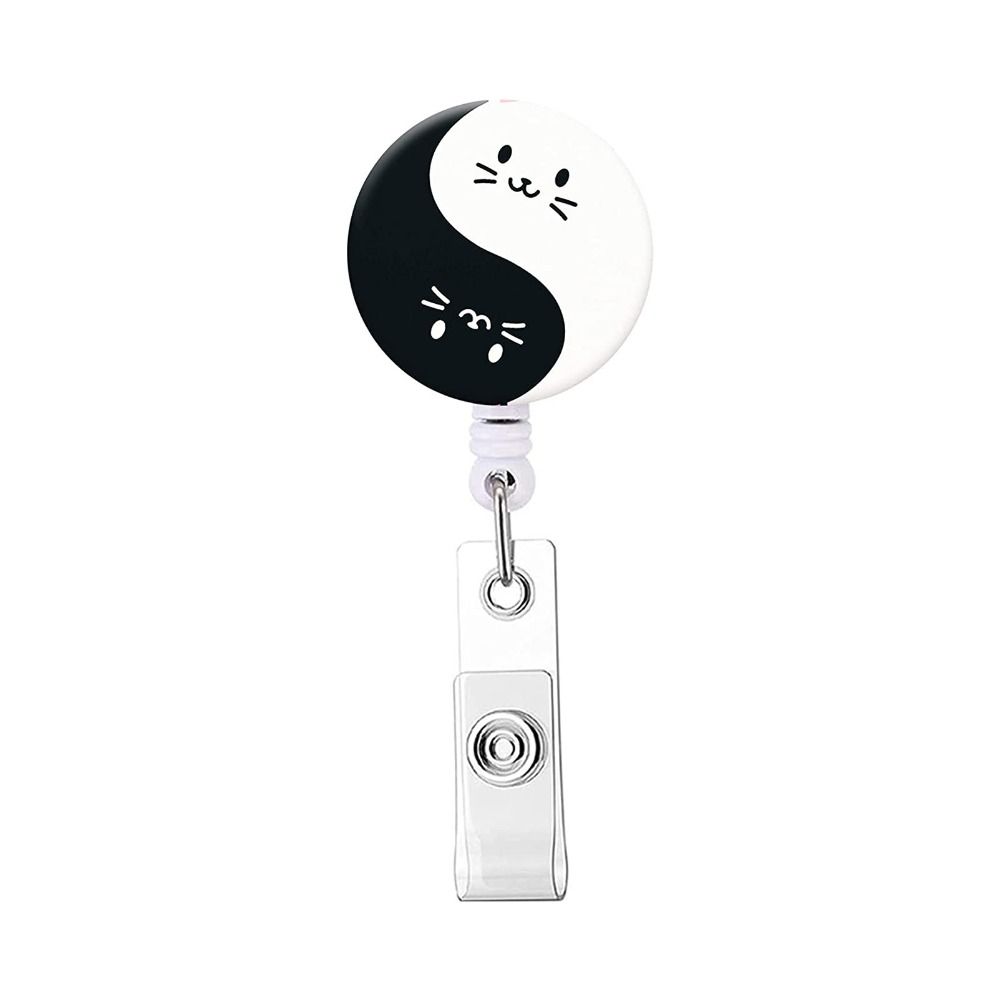 360 Rotating Cat Badge Reel Alligator Clip Retractable Badge Reel ID Card Holder  Keychains Lanyard