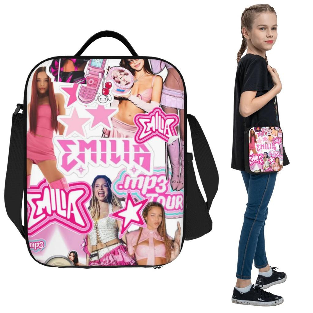MP3 Emilia Mernes Insulated Lunch Bag for Kids School Cooler Thermal Food Box Tote Leakproof Lunch Boxes Container