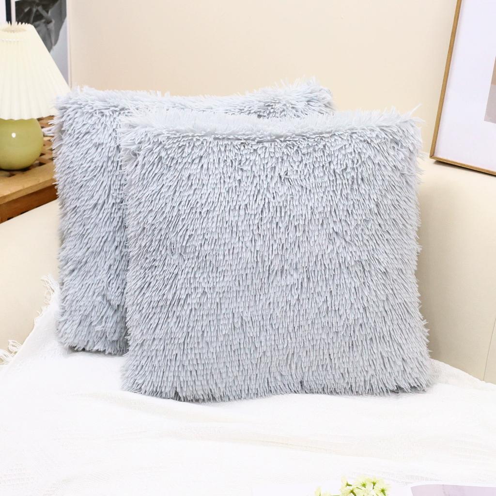 Luxury Soft Faux Fur Fleece Cushion Cover Pillowcase Spring Decorative Throw Pillows Covers, No Pillow Insert,18x18 Inch 2 Pack