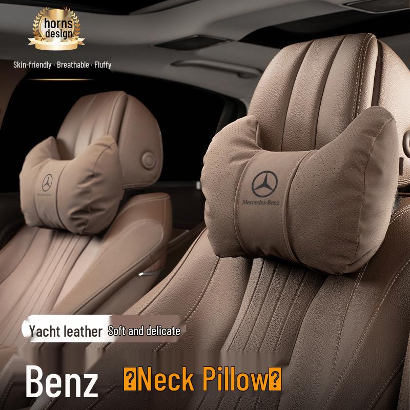 Compatible Mercedes-Benz Neck Support Pillow & Lumbar Cushion for E-Class, C-Class, GLC, GLB, E300L, C260L - Interior Decor Upgrade.