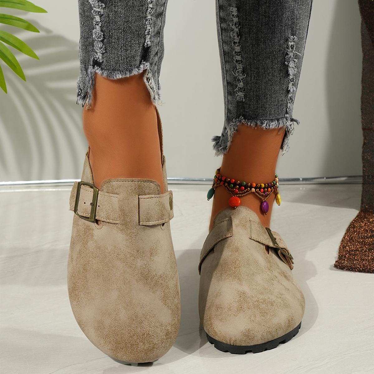 

Женские туфли-сабо на плоской подошве, новые классические тапочки из пробки, нескользящие мокасины с поддержкой свода стопы, модные женские кроссовки 36