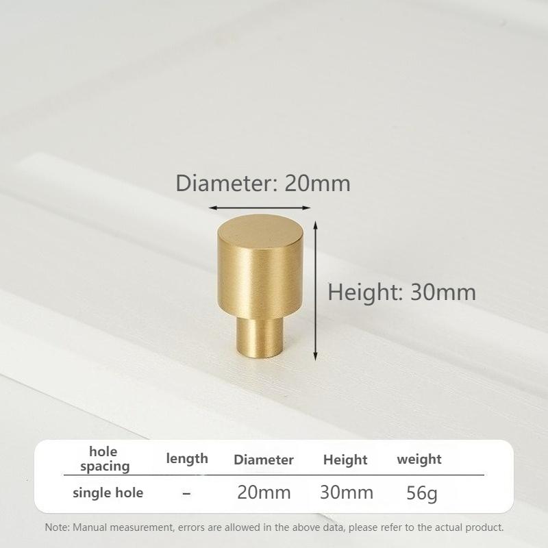 Solid Brushed Brass Kitchen Cabinet Pull Drawer Knob Bedroom Wardrobe Dresser Handle Luxury Furniture Knob - Single Hole