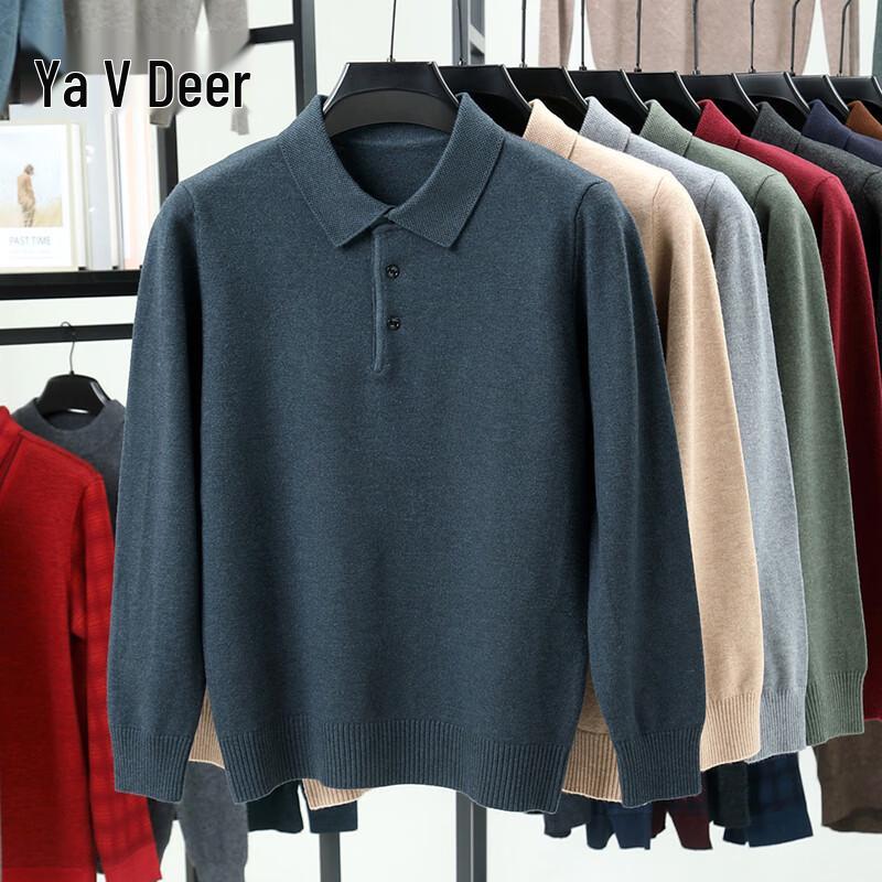 Yalu Men's Casual Long-Sleeve Knitted Polo Shirt