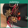 Miu Leather Leopard Print Keychain With Cute Bear And Heart Charm For Fashionable Bag Decor