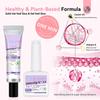 Saviland Nail Everlasting Gel Nail Pink Medium Coffin Nail Full Soft Gel Fake Solid Nail Glue UV Nail French Tip Home DIY 256-Piece Press-On Kit