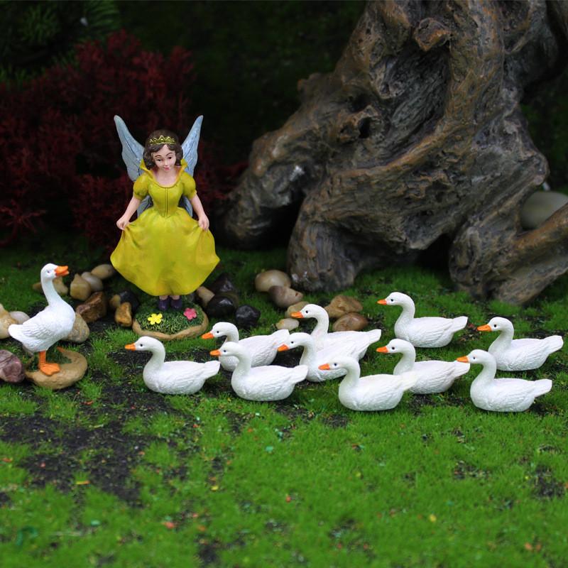 Resin Fairy Flower Model Decor Simulated Duck Tabletop Figurine Micro Landscape