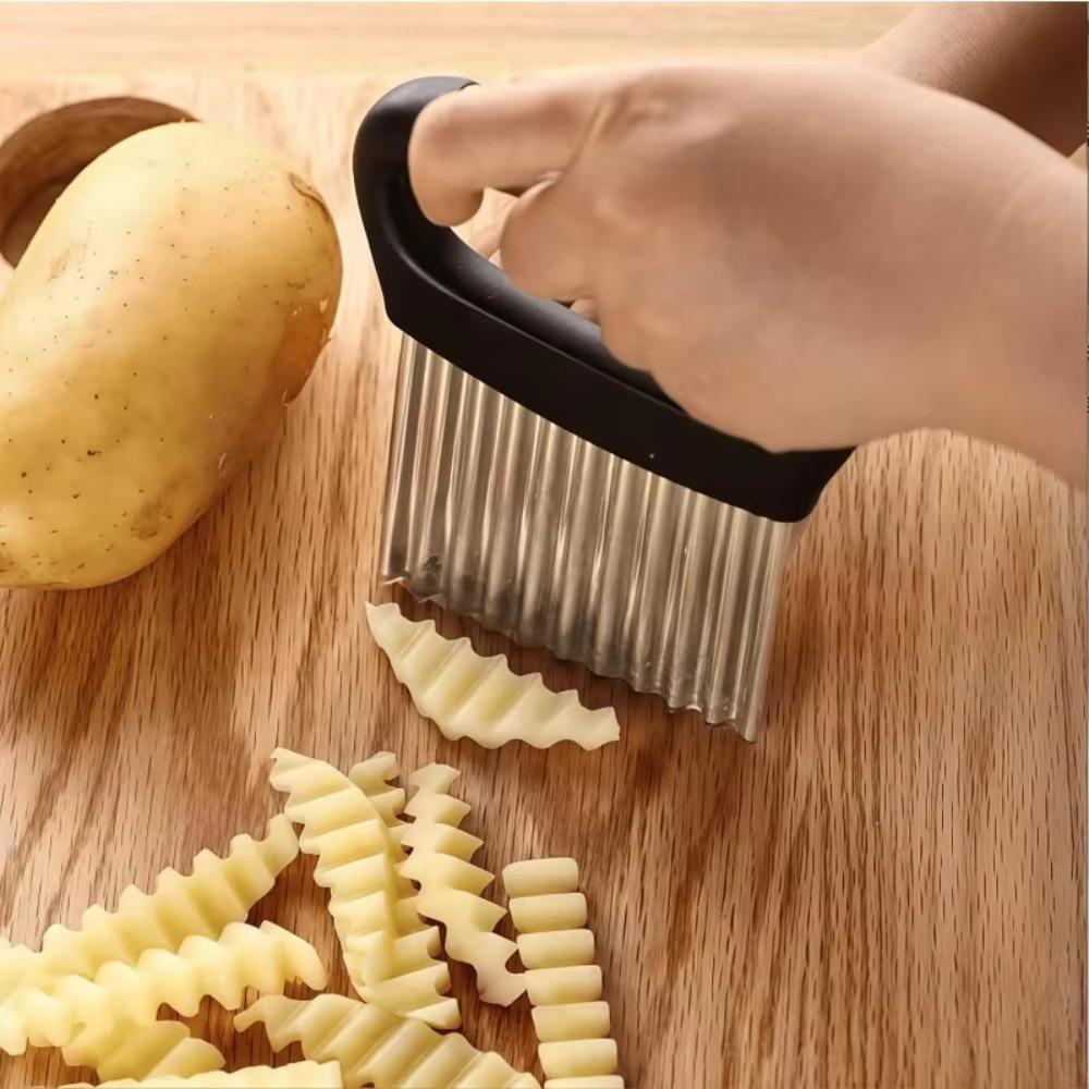 Stainless Steel Crinkle Cutter Manual Wavy Chopper Multifunctional Potato Slicer  Vegetable