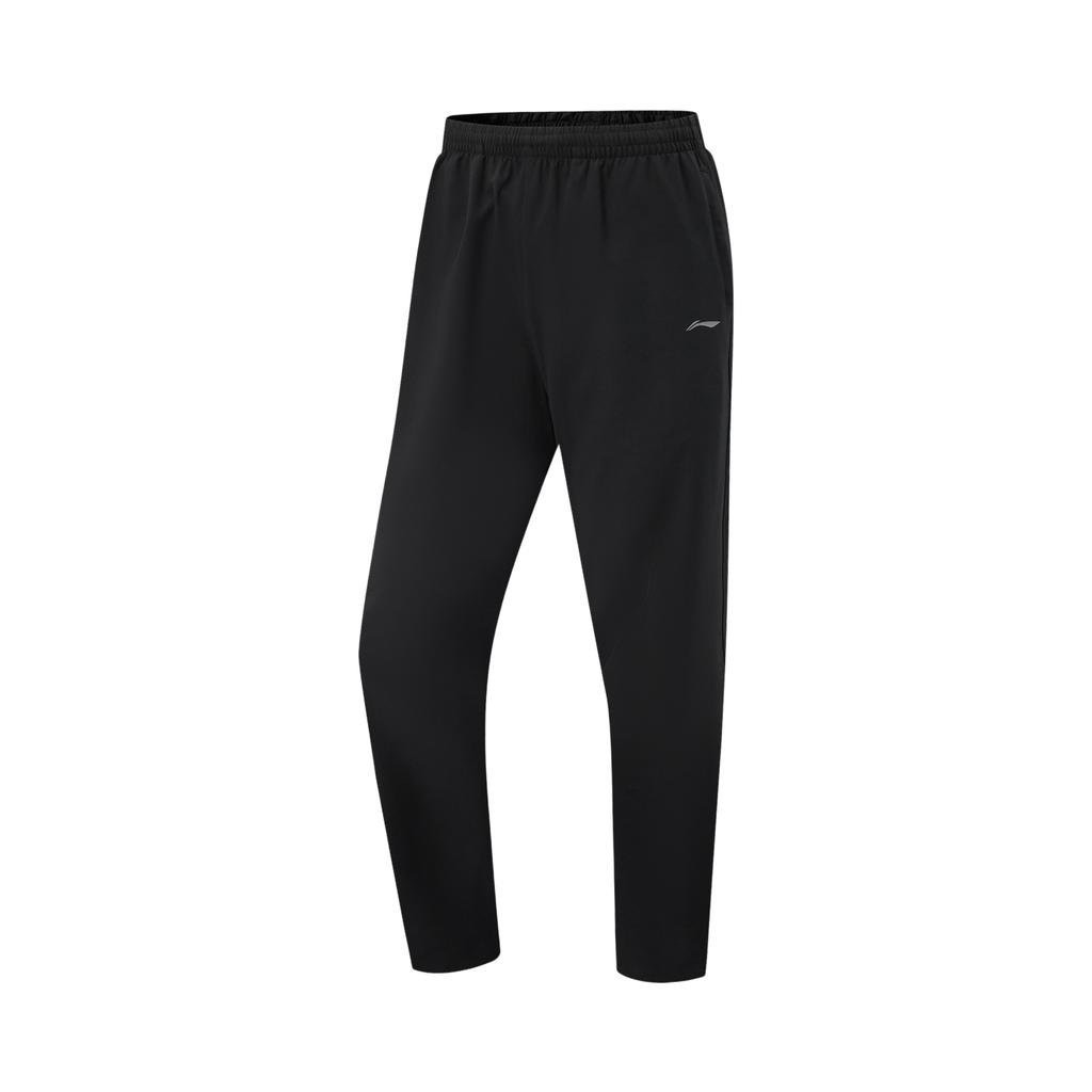 Li Ning Fitness Series Solid Color Mid Waist Comfortable Breathable Versatile Straight Leg Sports Pants Women Bottoms Black AYKV490-1