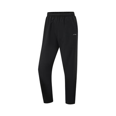 Li Ning Fitness Series Solid Color Mid Waist Comfortable Breathable Versatile Straight Leg Sports Pants Women Bottoms Black AYKV490-1