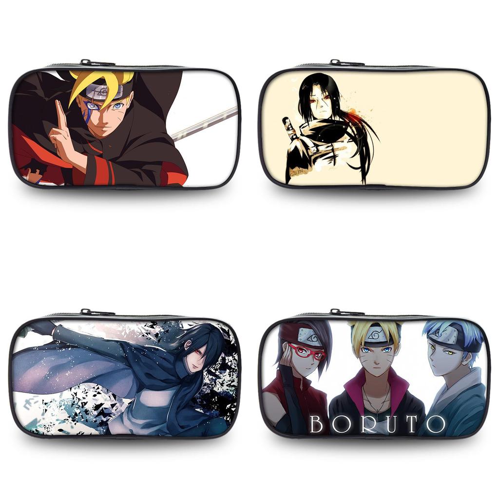 Naruto Boruto Anime Pencil Case Large Capacity Nylon Stationery Organizer For Teens And Students