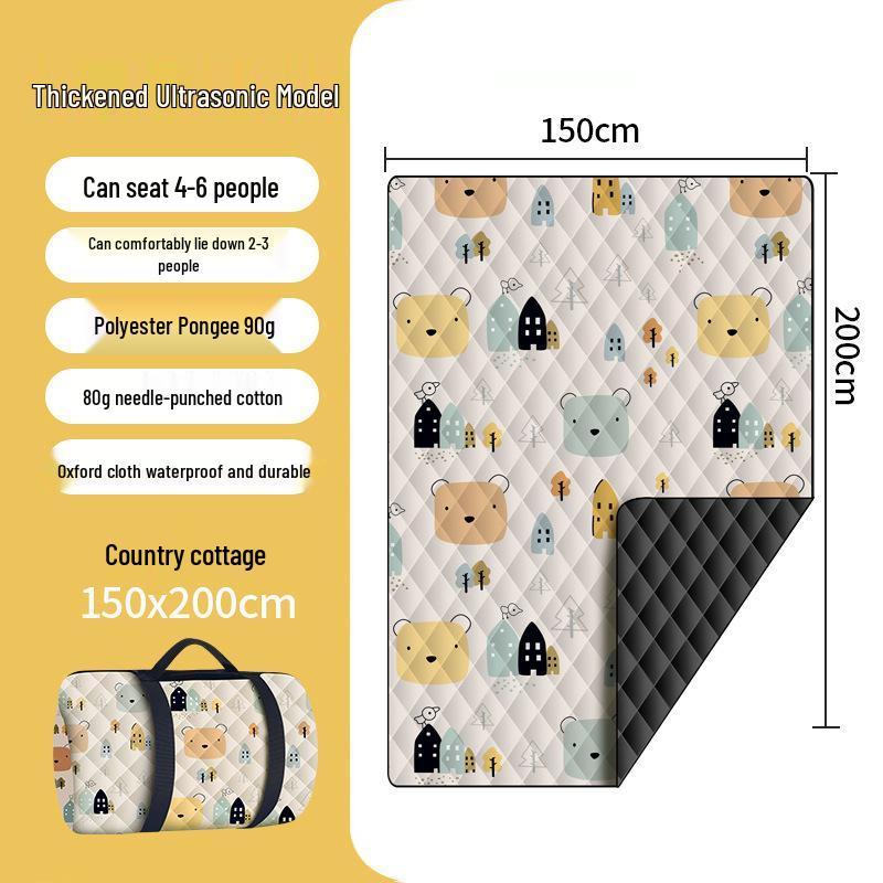 Tapis de pique-nique épaissi à ultrasons: Coussin d'extérieur résistant à l'humidité pour pelouse et camping avec piquets de sol
