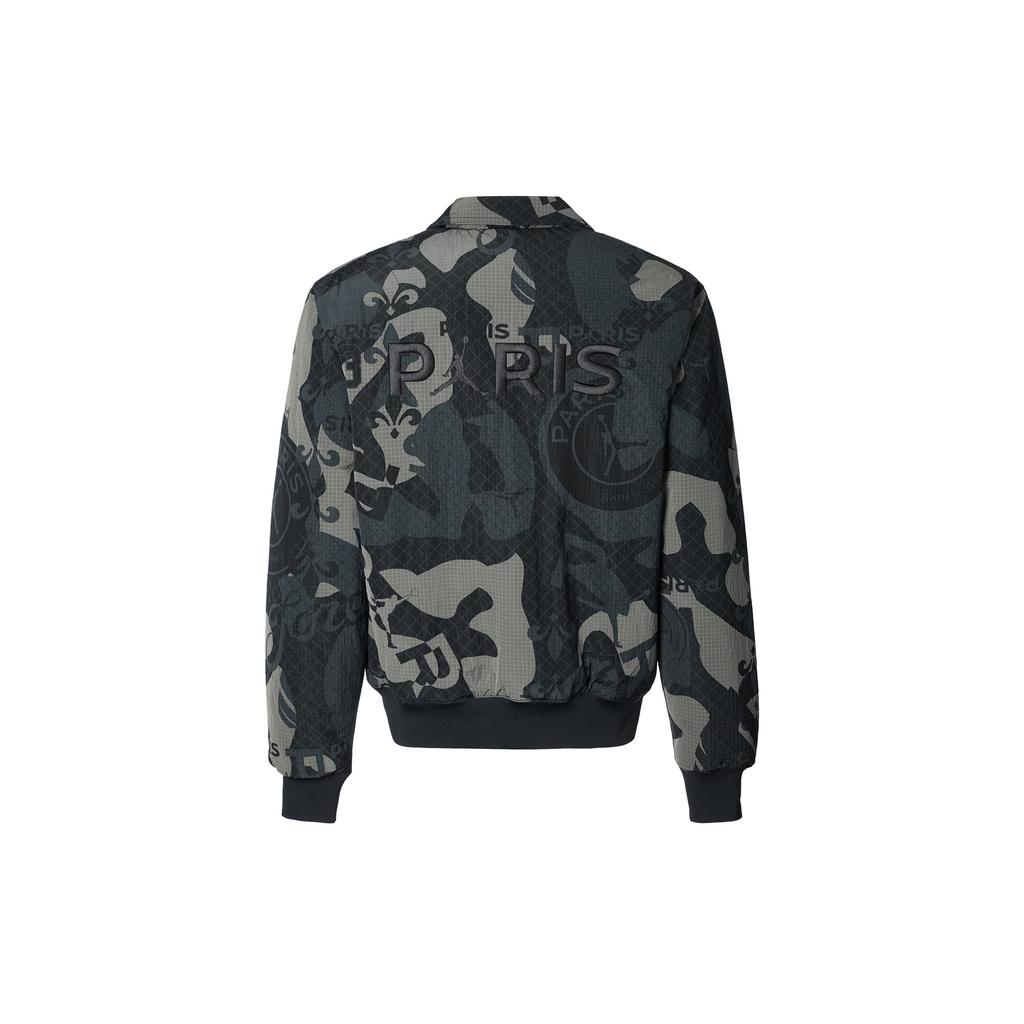 Jordan X PSG Collaboration SS24 Paris Saint-Germain Allover Print Casual Long Sleeve Jacket Men Jacket Black FN5321-010