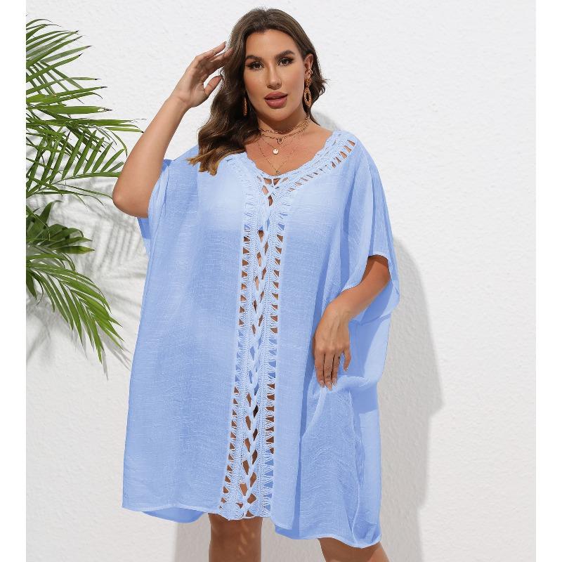 Women's Dress Large Size Women's Hand Hook Splicing Loose Beach Bikini Overcoat