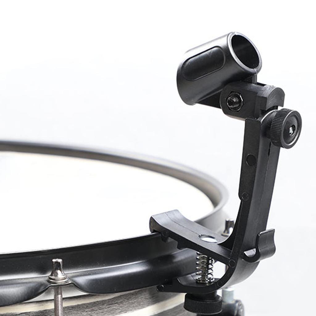 Alomejor Drum Microphone Clip 2 Pieces Adjustable Stand 180° Rotation Shockproof Mount Compatible with 18-28mm Microphones Plastic