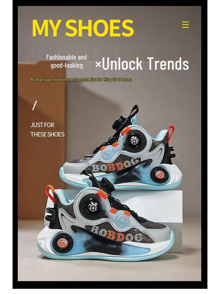 Bobodou Kids' Waterproof Non-Slip Leather Basketball Shoes for Boys, Autumn/Winter 2025