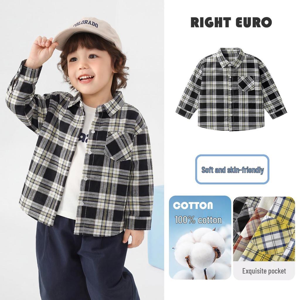 Right European Boys' Denim Shirt Jacket - New Spring/Autumn 2026 Style Trendy Kids' Clothing
